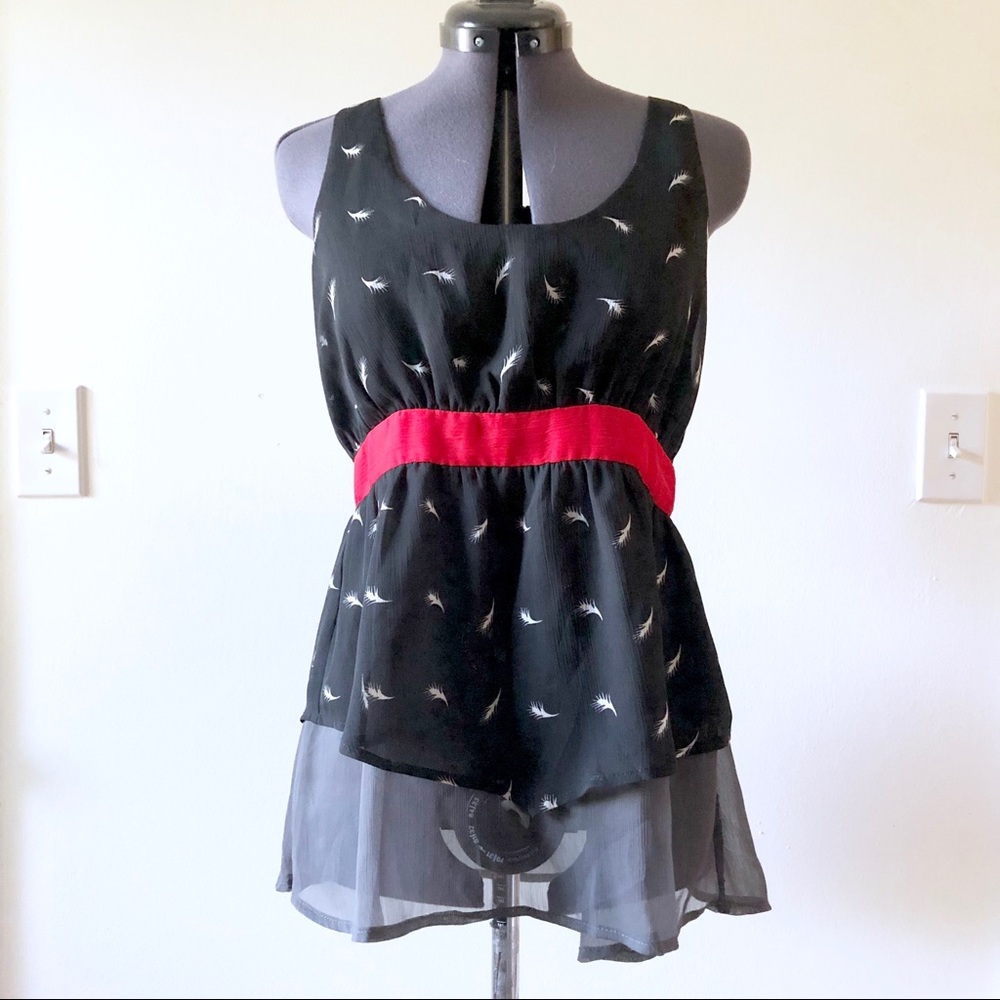 Feather Print Racer Back Blouse